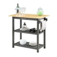 thumbnail image 3 of Convenience Concepts Designs2Go 3 Tier Butcher Block Kitchen Prep Island with Drawer, Wirebrush Dark Gray/Butcher Block, 3 of 8