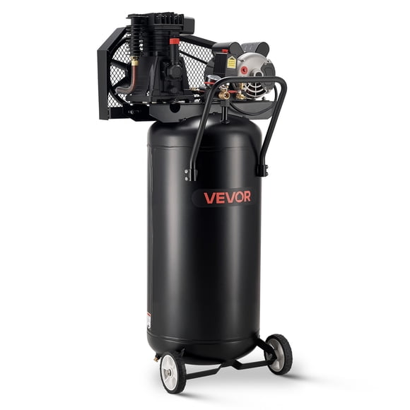 VEVOR 30-Gallon Air Compressor, 2HP 5.3SCFM at 90PSI, Max 125PSI Pressure Oil-Lubricated Air Compressor Tank, Portable on Wheels for Auto Repair