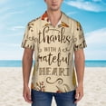 thumbnail image 2 of Pofeuu Thanksgiving With A Grateful Heart Print Hawaiian Shirt for Men Sleeves Casual Button Down Summer Beach Dress Shirts T-Shirts,XX-Large, 2 of 7