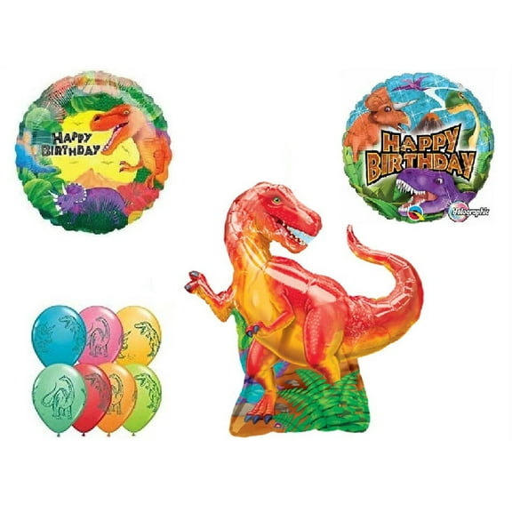 DINOSAUR T-REX Tyrannosaurus Rex 10 Birthday Party Mylar & Latex Balloons Set B