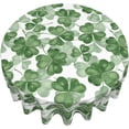 thumbnail image 3 of St Patricks Day Tablecloth 70 x 70 Inch Round, Dark Green Clover Print Tablecloths Tablecloths Outdoor Polyester Shamrock Table Cover for Holiday Party Picnic Dinner Decor, 3 of 6