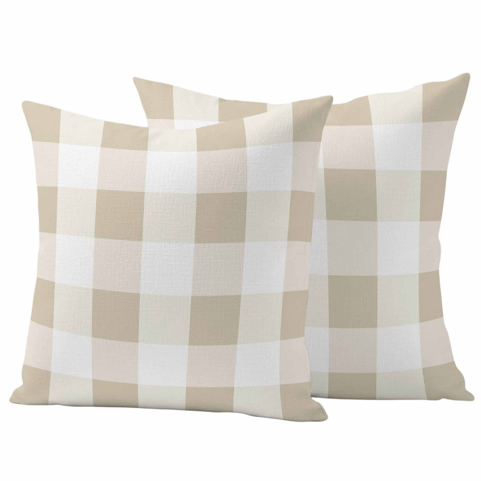 Pack of 2 Outdoor Pillow Covers,Waterproof Beige Plaid Throw Pillow Covers,Spring Summer Farmhouse Buffalo Checkered Decorative Pillowcases Cushion Covers for Couch Pillow Sham Protector 26x26 Inch