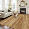 thumbnail image 3 of Retro Brown Wood Grain Washable Area Rug 5 x 7 ft Rustic Board Texture Country Style, Soft Non Slip Rugs Stain Repellent Indoor Felt Carpet for Living Dining Room Bedroom Home Office, 3 of 9