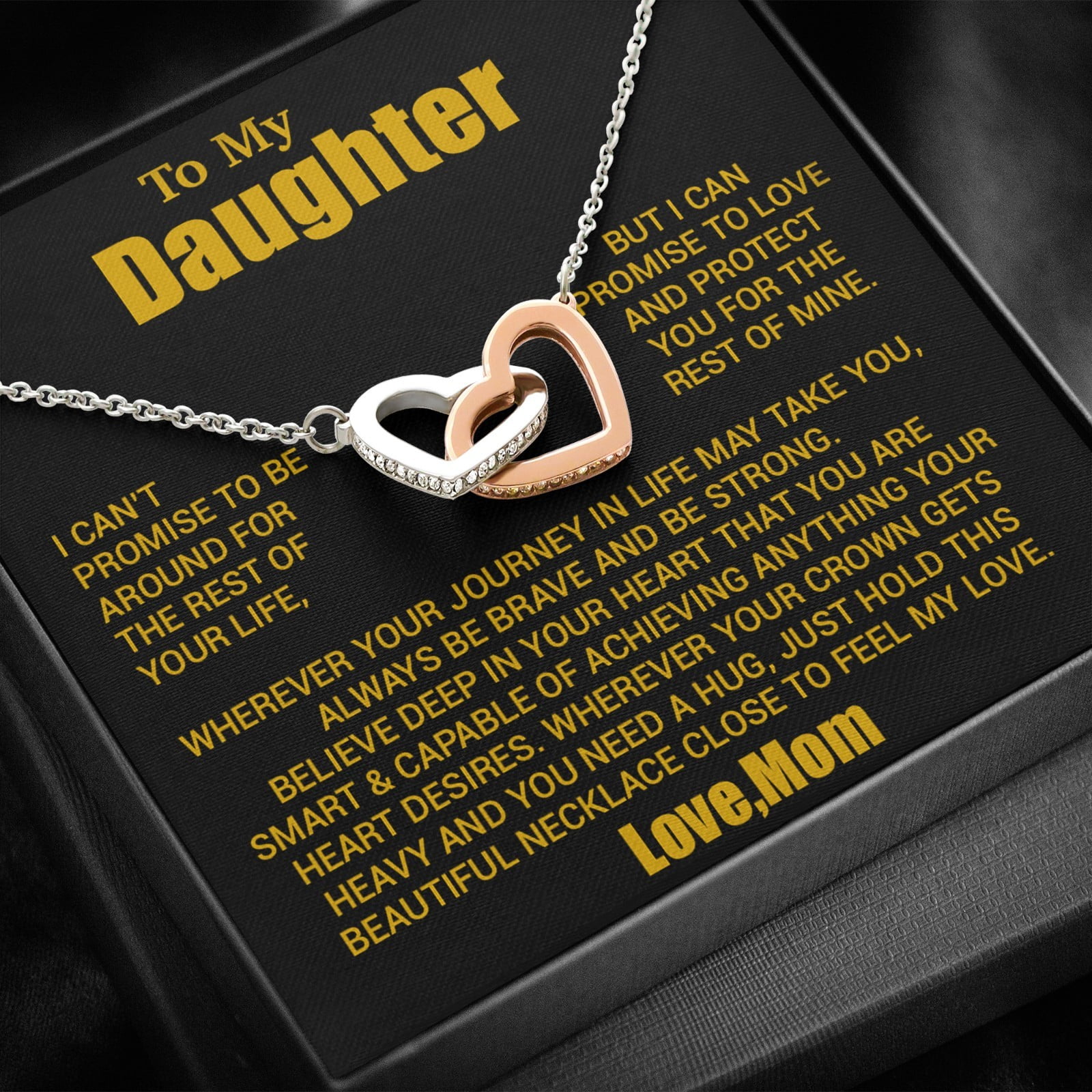 To My Daughter From Mom Daughter Mother Radiant Necklace A Meaningful Necklace Perfect For Anniversaries Birthdays Valentine V4526 Multi Interlocking Heart Necklace