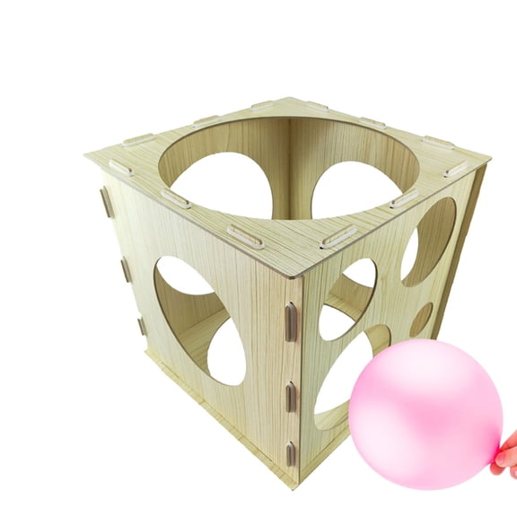 S SERENABLE 9 Holes Wood Balloon Sizer Cube Boxes Balloon Measurement Tool for Birthday,Wedding,Party,Balloon Decorations