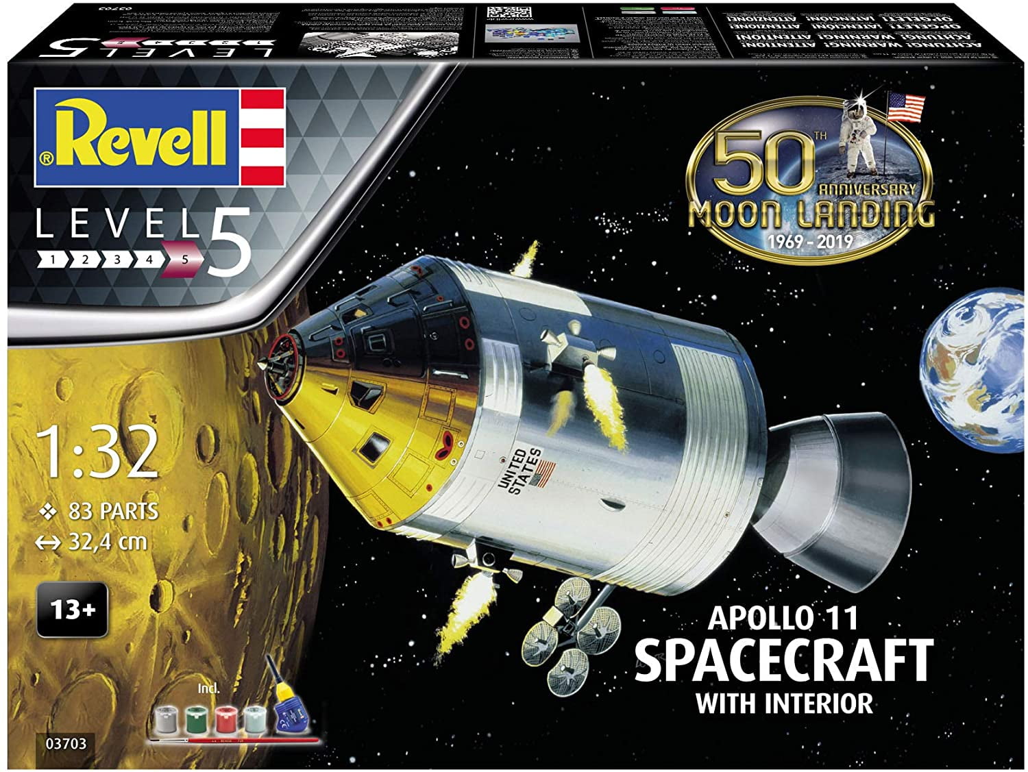 Revell 3702 Apollo 11 Astronaut on the Moon Plastic Model Kit Includes Paint  and Glue 1:8 Scale 