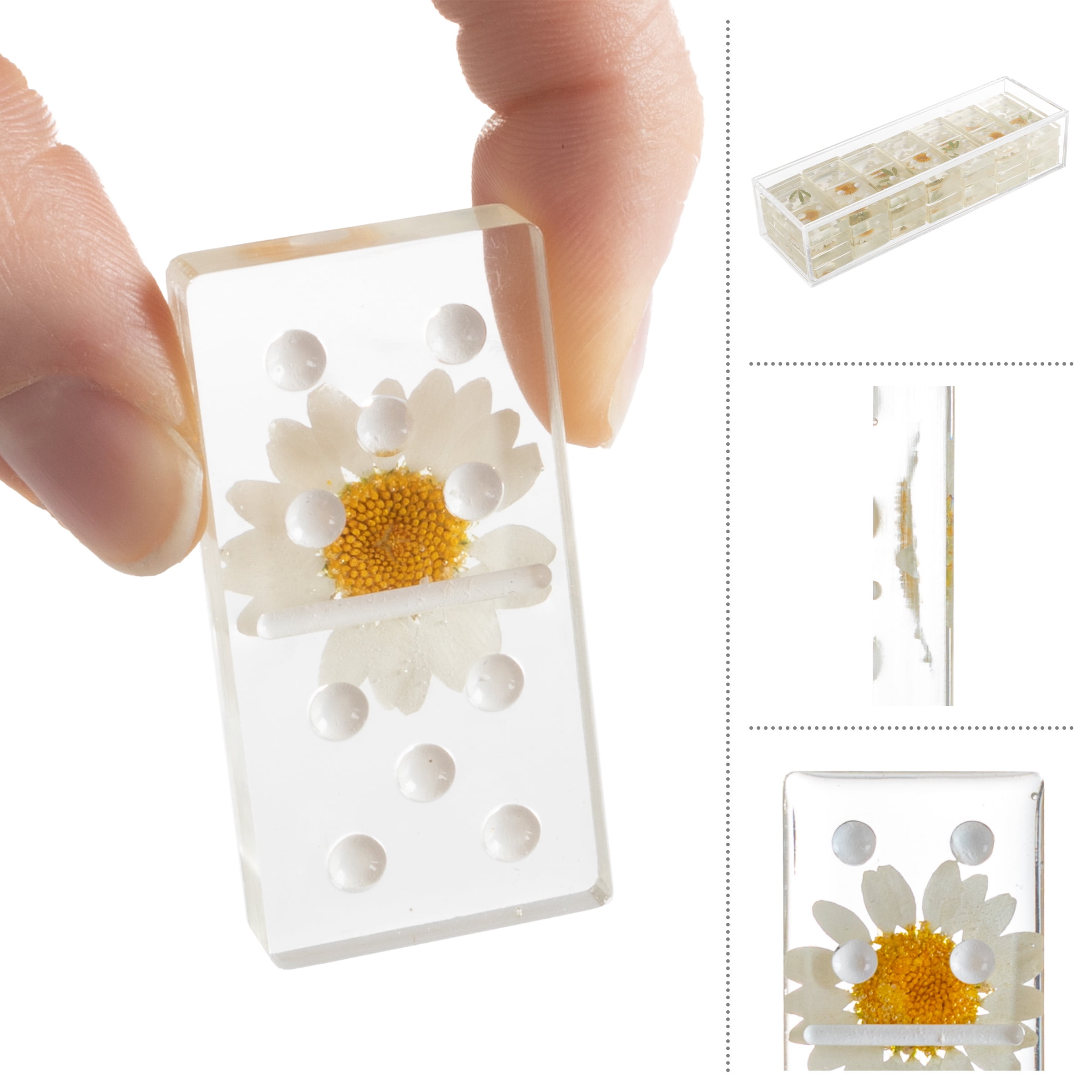 Trademark Games Acrylic Dominos Set - 28-Piece Domino Game with Case, Daisy