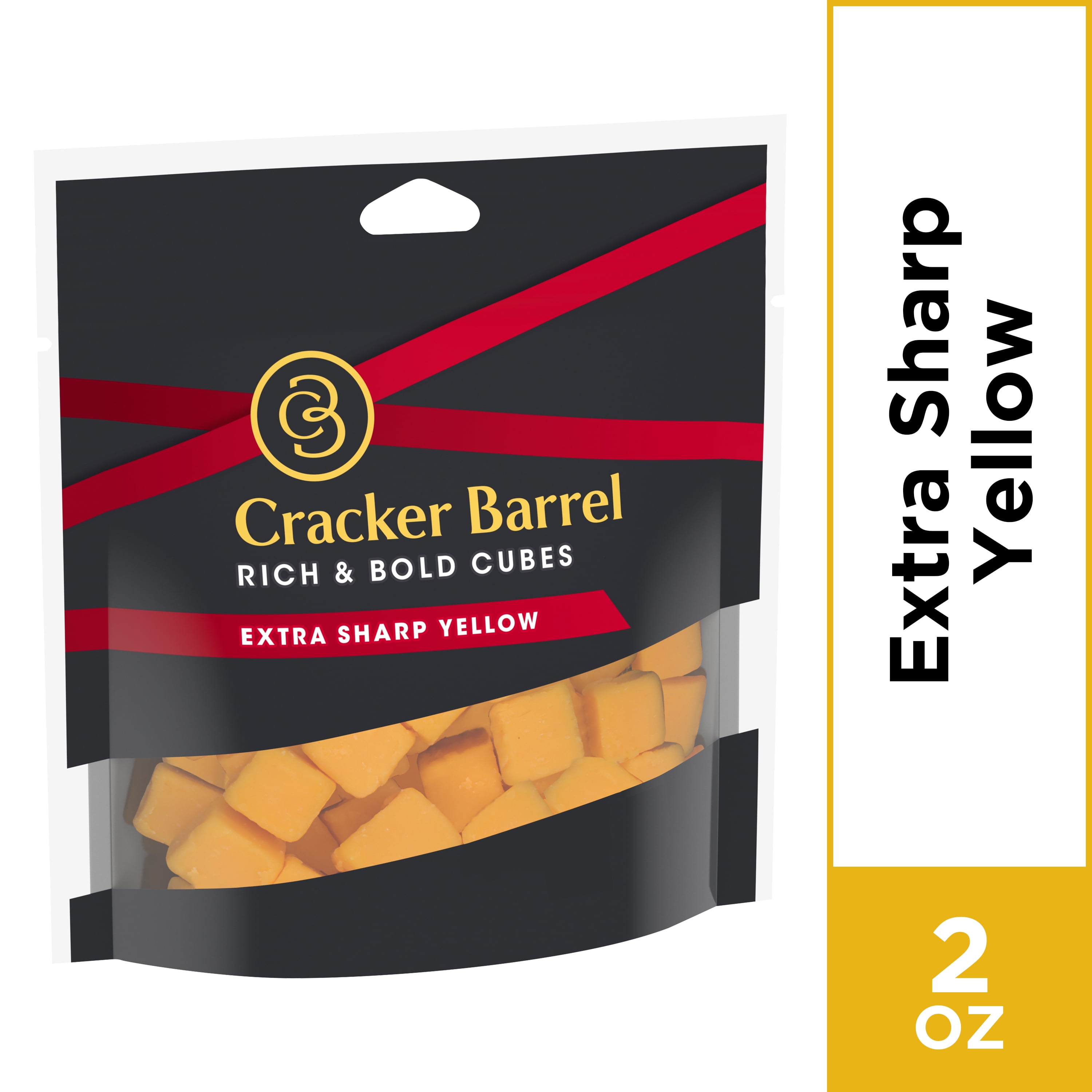 Cracker Barrel Cubes Extra Sharp Yellow Cheddar 2 Oz Pouch