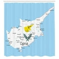 thumbnail image 3 of Ambesonne Cyprus Shower Curtain, Country Map with Flag Art, 69"Wx70"L, Pale Sky Blue and White, 3 of 3