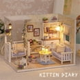thumbnail image 5 of 3D Wooden Diy Dollhouse Miniature Building Model Kit With Led Light Cat Diary Series, 5 of 5