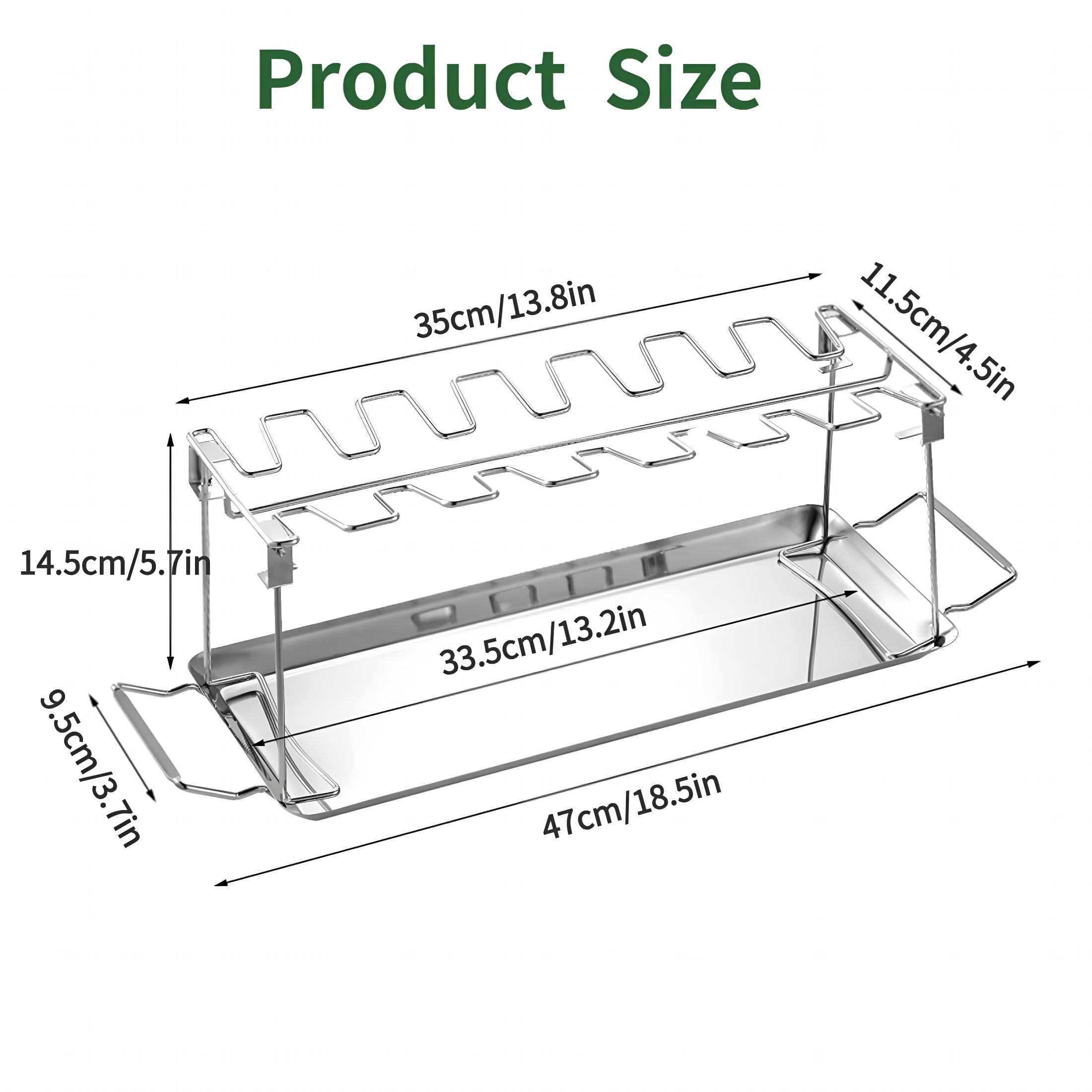 ACDANC Stainless Steel Cooking Roasting Rack with Drip Pan - 14-Slot Holder for Chicken Legs & Wings,for Smoker,Grill,Oven & Bbq