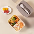 thumbnail image 5 of 3-Compartment Bento Lunch Box | Food-Grade Polyethylene | Leakproof Lid | Removable Condiment Container | Microwave-Safe | 18.5x13.5x8cm | Lightweight | Spork Included | Blue Gray Pink, 5 of 6