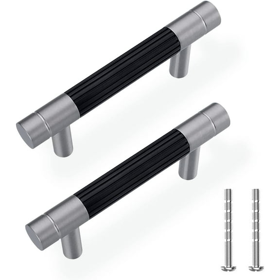 The Cabinet Pulls 10 Packs 3 Inch Hole Center Splined Solid Metal Bathroom Kitchen Furniture Hardware Vanity Drawer Handles, Brushed Nickel and Black