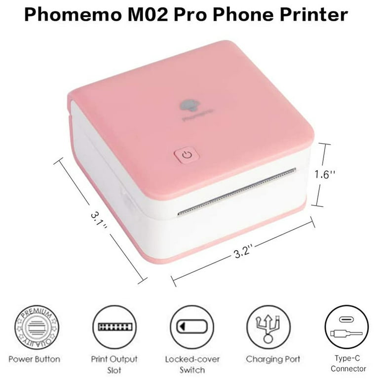 Phomemo M02 Pro/M02S Mini Printer Paper-Black on 53mm/25mm Clear Sticker  Paper, 15mm Gold Glitter Paper, Total 6 Rolls