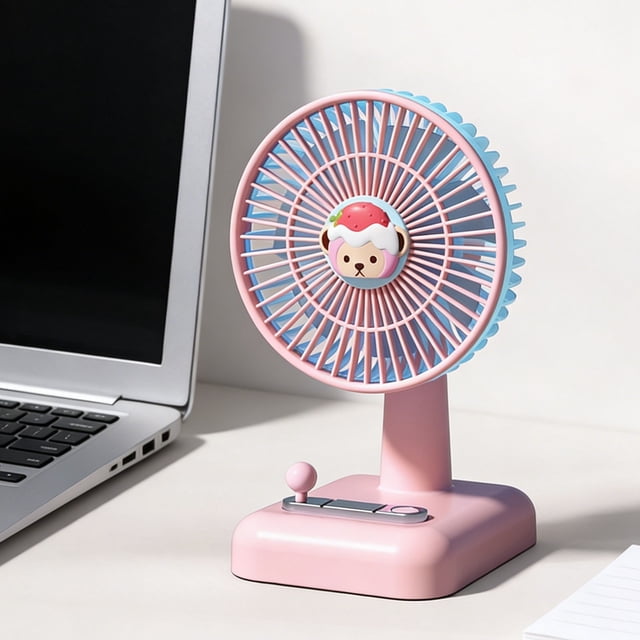 Kieccall Cute Fun Portable USB Fan Mini Cooling Device For Home Office Outdoor Summer Lovely Daily Cooling
