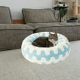 thumbnail image 3 of Taotanxi Donut Dog Beds for Small Dogs - Round Cat Beds for Indoor Cats for Calming Pet, Cute Modern Beds with Jacquard Shaggy Plush & Anti Slip Bottom, 16 Inch, Blue, 3 of 6