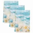 thumbnail image 2 of Blue Summer Beach Kitchen Towels Set of 3, Coastal Starfish Shell Nautical Ocean Absorbent Dish Towels for Kitchen, Microfiber Hand Towel, Quick Drying Tea Towel for Cleaning Decorative Dishcloths, 2 of 7