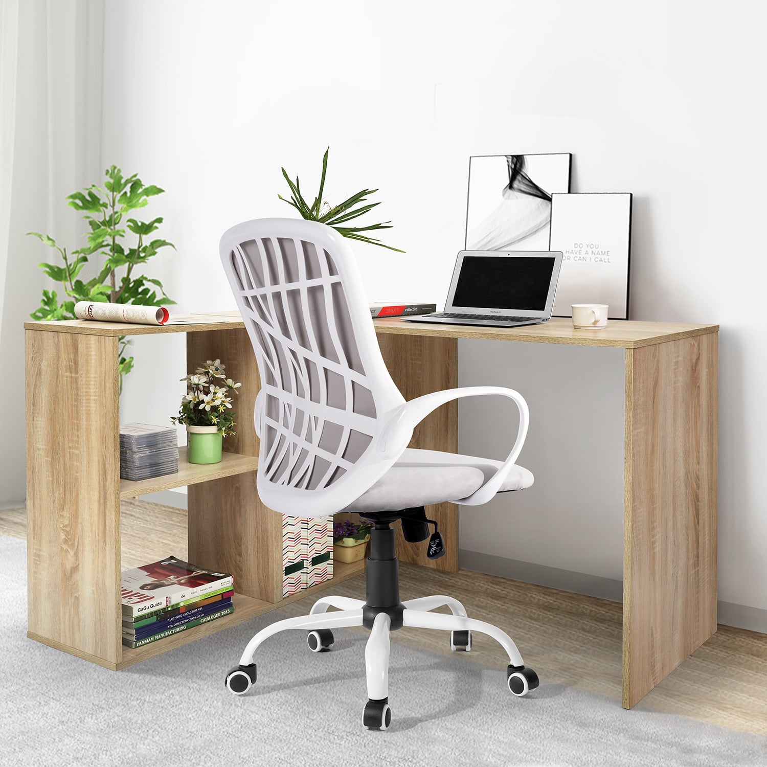Kepooman 47.24" Modern L-Shaped Corner Computer Desk, Writing Study Table with Locker, Wood Color Kepooman 47.24" Modern L-Shaped Corner Computer Desk, Writing Study Table with Locker, Wood Color