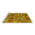 thumbnail image 2 of Ahgly Company Machine Washable Indoor Round Abstract Yellow Contemporary Area Rugs, 5' Round, 2 of 4