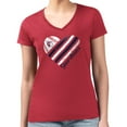 thumbnail image 4 of Women's G-III 4Her by Carl Banks  Red Cleveland Guardians Super-Slim Fit Lightweight Heart V-Neck T-Shirt, 4 of 5