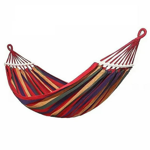 2-Person Double Hammock Chair Striped Swing Anti-rollover Outdoor Hammock