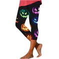 thumbnail image 2 of Yeaiivve Halloween Graphic Capris for Women Pumpkin Print Legging High Waist Stretchy Workout Leggings Buttery Soft Yoga Pants Vintage Holiday Costumes L, 2 of 7