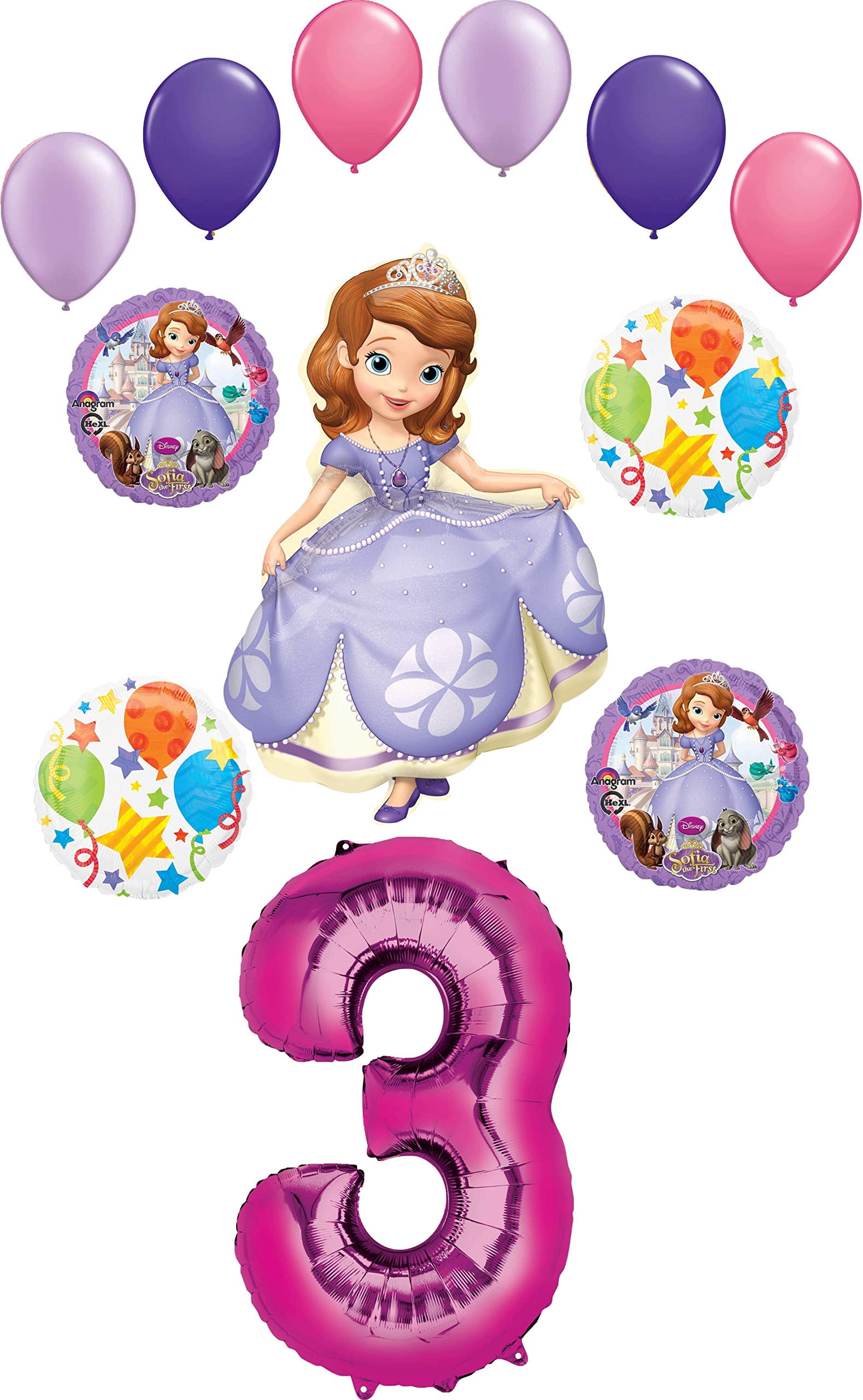 Sofia The First Party Supplies 3rd Birthday Balloon Bouquet Decorations