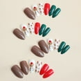 thumbnail image 2 of Fofosbeauty 24pcs Press on Nails, Fake Nails, Full Cover Acrylic Nails for Girls Women Kids, Almond Cartoon Elk Red Green, 2 of 9