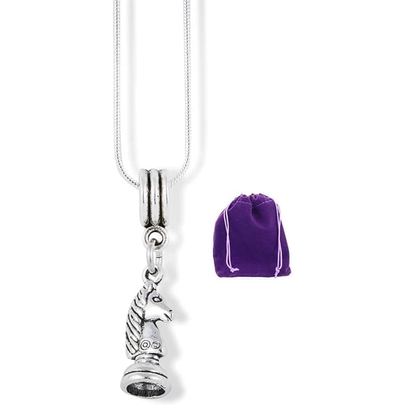 Knight Chess Piece Charm Snake Chain Necklace
