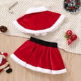 thumbnail image 4 of Douhoow Kid Girl 2Pcs Christmas Outfits,Contrast Color Plush Cloak Shawl Tops+Short Skirt, 4 of 9