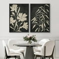 thumbnail image 3 of IDEA4WALL Framed Canvas Print Wall Art Set Elegant Botanical Beige Florals in Dark Illustration Minimalism Nature Plants Pattern Modern Art Wall Decor Nordic for Home Decor - 24"x36"x2 Black, 3 of 5