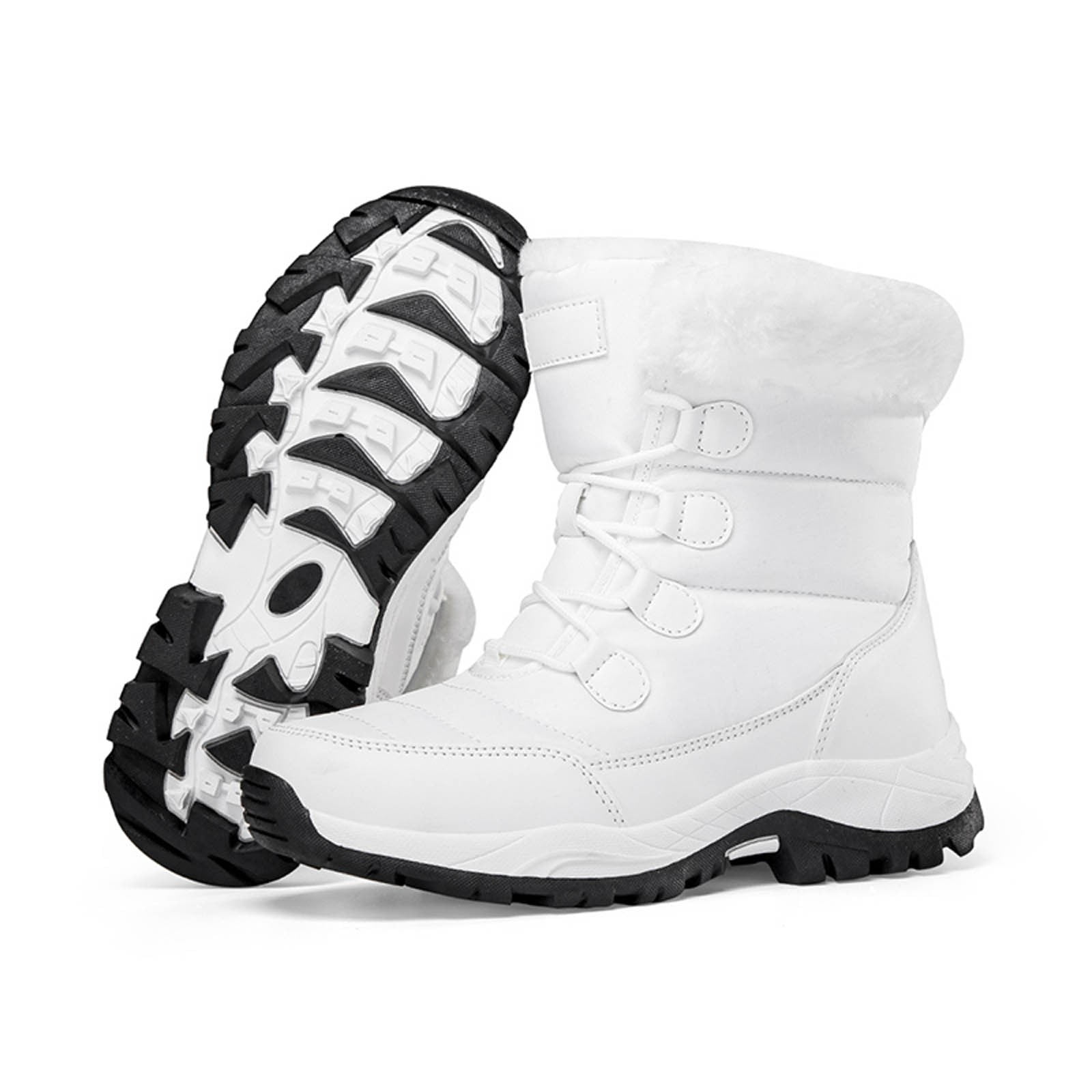 CHENge Boots for Women Knee High Wide Calf Comfort Softs Elastic Bow Design Warmth Comfortable with Side Zipper Thigh High Boot Winter Walking(White,6.5)