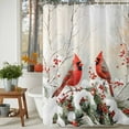 thumbnail image 3 of Christmas Bird Red Berry Leaves Shower Curtain for Bathroom, Winter Snow Branch Waterproof Shower Curtains Washable Quick Dry with Hooks Bathtub Curtains 72x72IN, 3 of 9