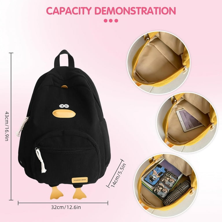 Kawaii Duck Cute Backpack, Large Capacity Cute Fun Aesthetic