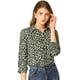 thumbnail image 1 of Camisa con Estampado Floral Allegra K Cuello en Punta Verde Oscuro M, 1 of 6