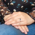 thumbnail image 4 of Gem Stone King 10K White Gold Forever United Two Stone Blue Sapphire and Sky Blue Aquamarine and Diamond Engagement Ring for Women (0.77 Cttw, Round) (Size 7), 4 of 4