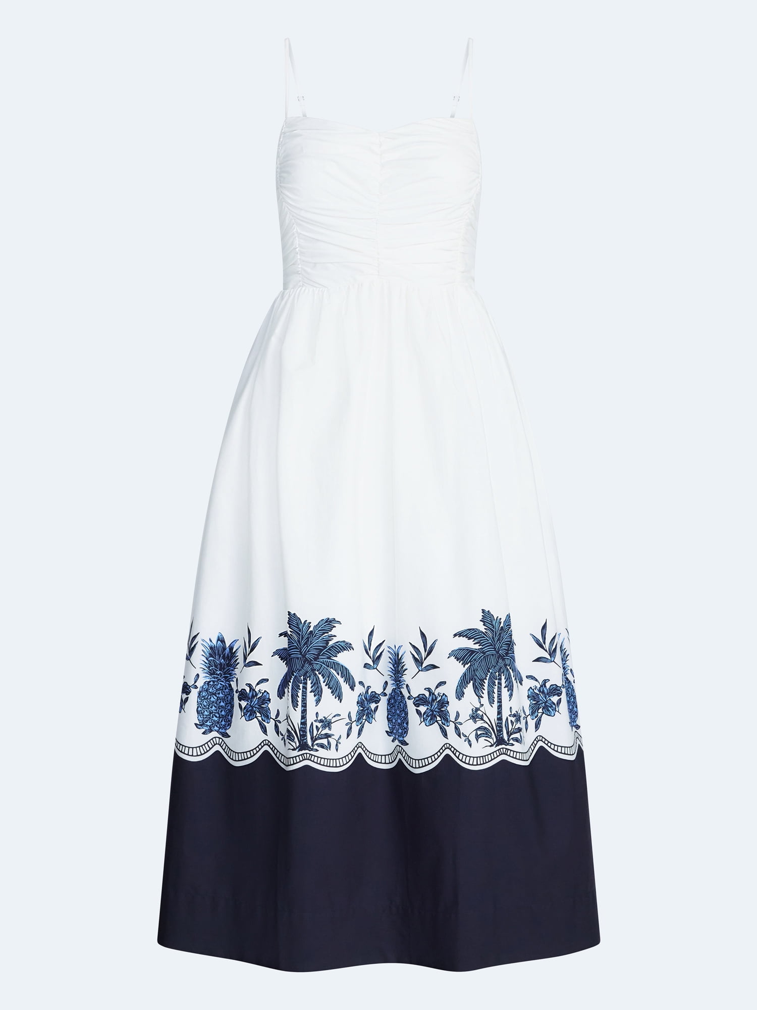 Free Assembly Women's and Women's Plus Sleeveless Ruched Cotton Midi Dress, Sizes XS-4X