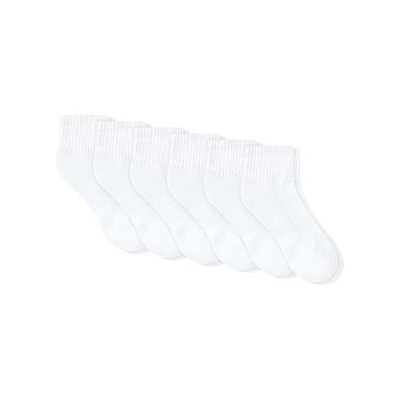 Hanes Unisex Plain White Socks Pack, 6 Pairs, Ankle L