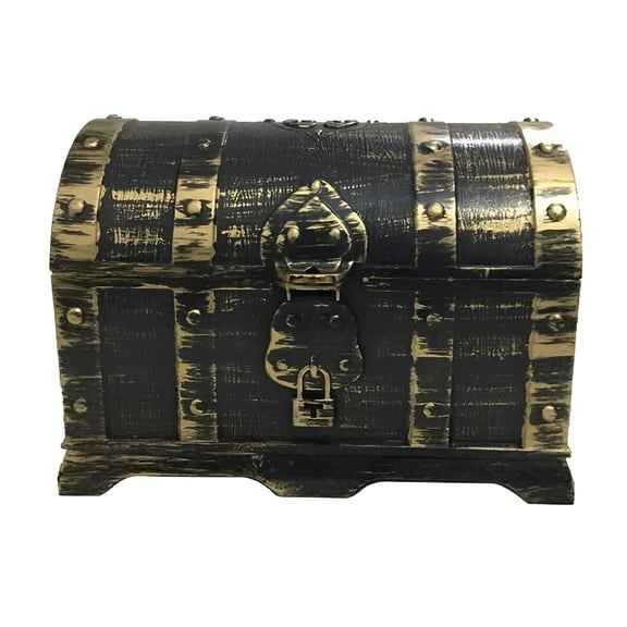 BESTSKY Kids Pirate Treasure Chest Toy Box, Antique Copper Storage Container for Jewelry, Party Props & Imaginative Play