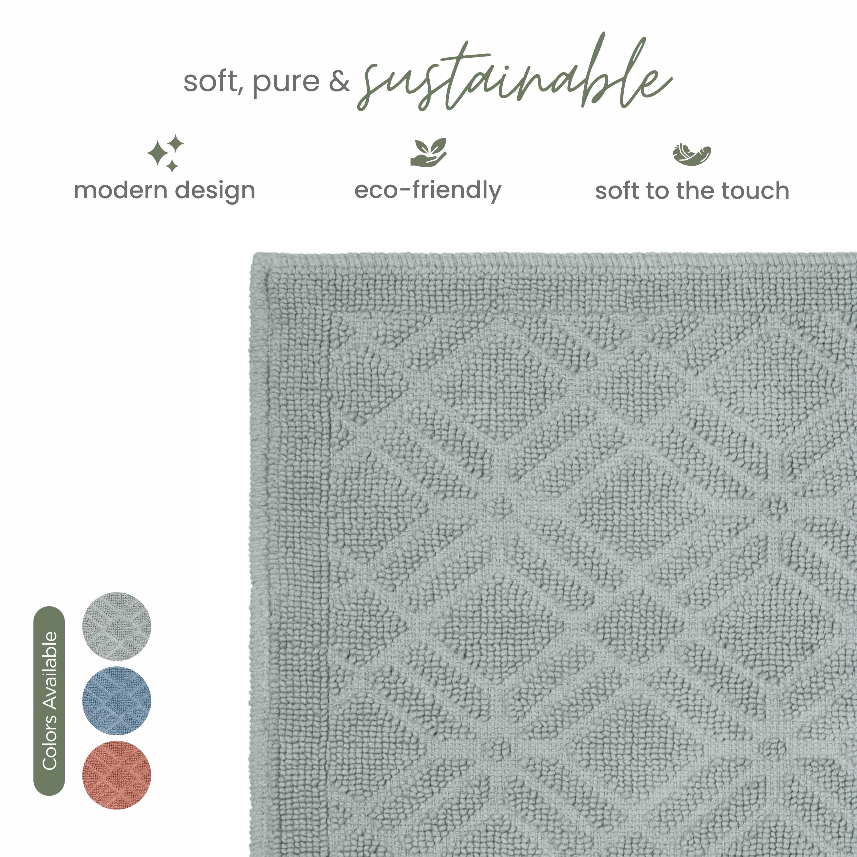 Martex Restore Geometric Cotton Bath Rug, 20" x 32", Geo Grey