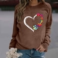 thumbnail image 2 of GPOECD Mode Femme Décontractée Couleur Unie Manches Longues Imprimé Lettre Col Rond Chandail en Molleton Sans Capuche Coupe Ample Chandail Confortable Marron,G, 2 of 5