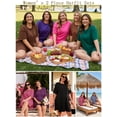 thumbnail image 4 of SHOWMALL Women's Plus Size 2 Piece Outfit Sets, Purple Gray 3X Short Sleeve Side Split Tunic Tops and Biker Shorts Sets, Summer Soft Loungewear, 4 of 8
