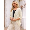thumbnail image 5 of DARING DIVA Women's 3/4 Sleeve Open Front Loose Cover Ups Lightweight Shrug XL Beige, 5 of 8