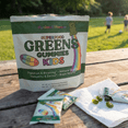 thumbnail image 5 of Optimal Human Kids Superfood Greens Gummies, 20+ Organic Fruits & Veggies, 14 Vitamins & Minerals, FloraSMART Probiotics, Strawberry, Vegan, Non-GMO, 30 Servings, 5 of 8