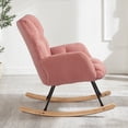 thumbnail image 2 of Glider Chair, Tufted Rocking Chair with Sturdy Metal Frame, Upholstered Teddy Fabric Accent Chair for Living Room or Bedroom, Ergonomic High Back and Armrest Design, Pink, 2 of 6
