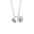 thumbnail image 2 of Delight Jewelry Silvertone Large Happy Birthday Heart Silvertone Script Initial Disc - S - Charm Necklace, 20"+3", 2 of 4