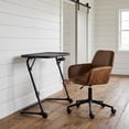 thumbnail image 1 of Homy Casa 2-Piece Small Space Study Set, 22'' PU Leather Swivel Task Chair & 18.9'' Foldable Laptop Table with Cup Holder, Brown/Black, 1 of 8