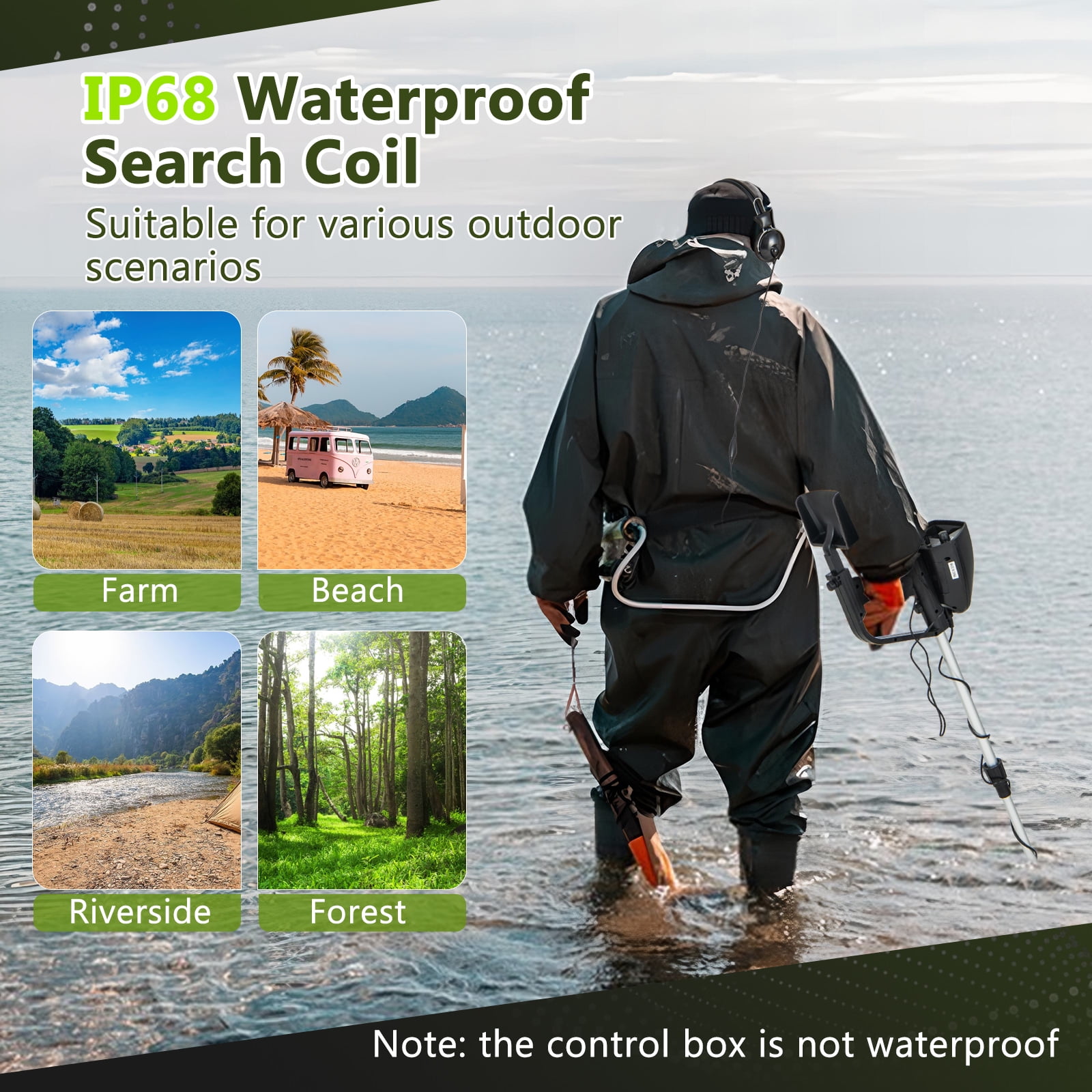 Costway Waterproof Metal Detector Deep Sensitive Search Gold Digger Hunter 6.5'' MD-4030