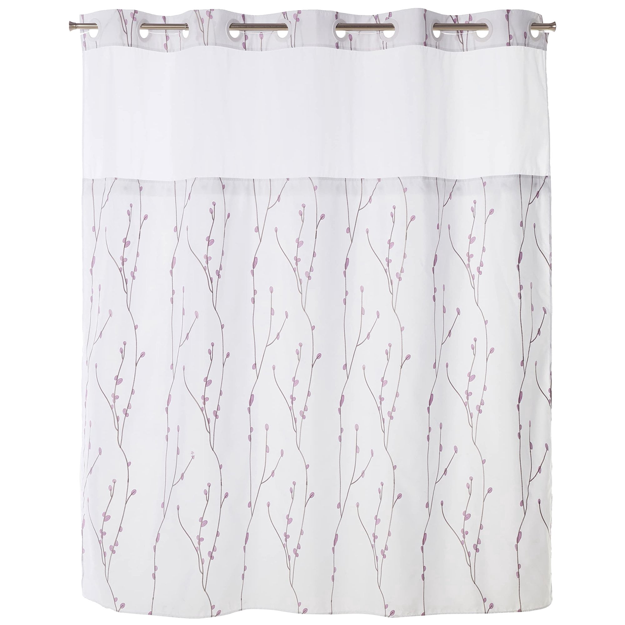 hookless 3in1 fabric shower curtain cherry blossom lilac
