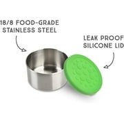 LunchBots 2.5 oz Stainless Steel Dressing Container for Condiments, Dips, Snacks, Dipping Sauce Cups with Silicone Lid, Fits in Lunch Bags and Bento Boxes - Set of 2 - Blue